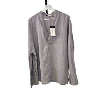 Kidoriman Mens Linen Blend Shinu Sleeve Shirt, Japanese Streetwear, V-Neck, 4XL